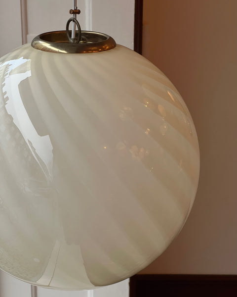 Vintage yellow swirl Murano ceiling lamp (D40)