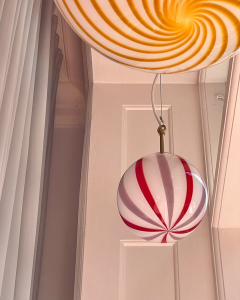 Ceiling lamp - Pink lavender / red vertical stripes (D20)