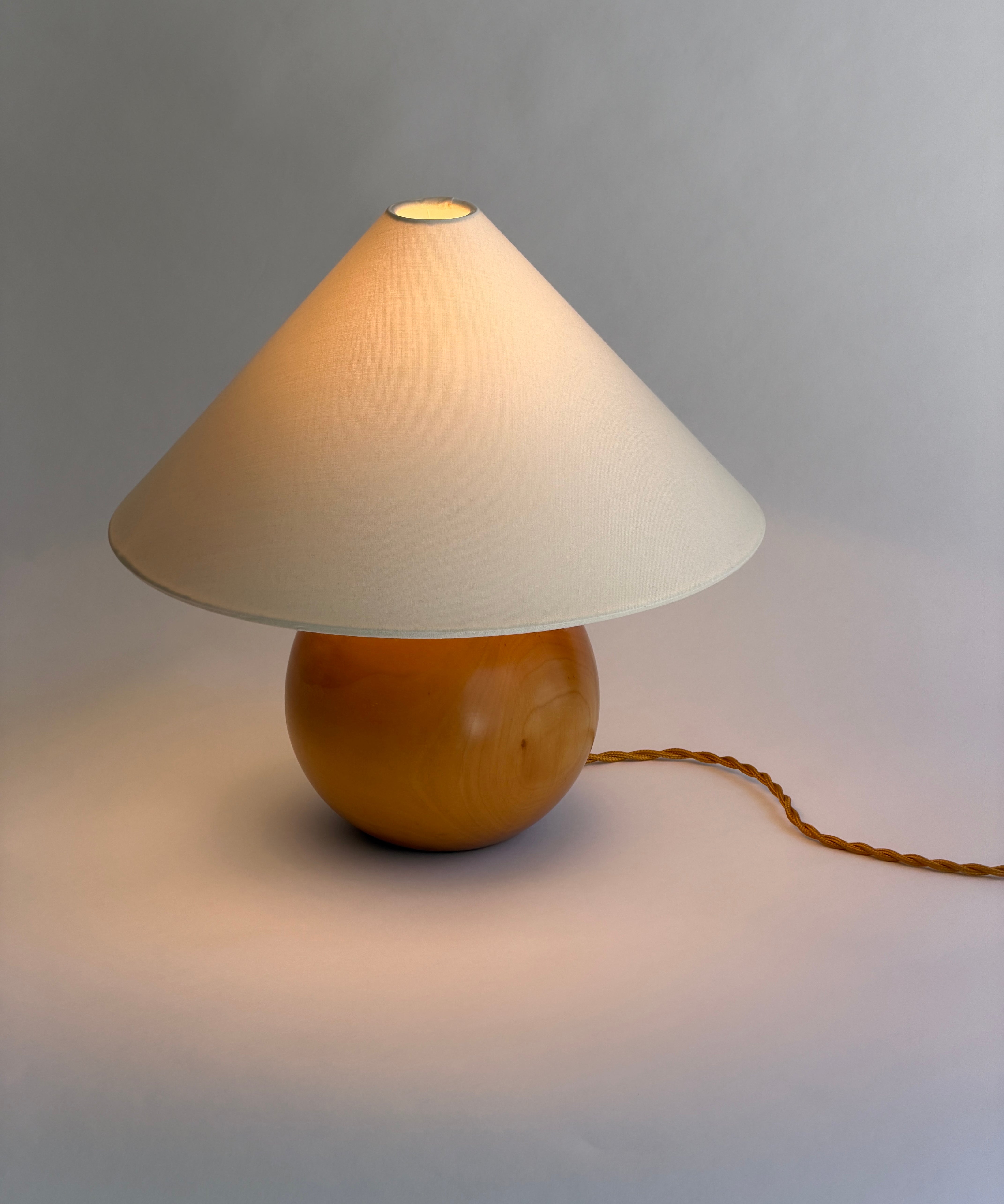 Vintage round wooden table lamp