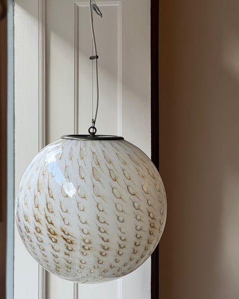 Vintage round white/black/golden dotted Murano ceiling lamp (D45)