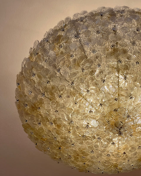 Large vintage golden Murano flower ceiling/wall lamp (D60)