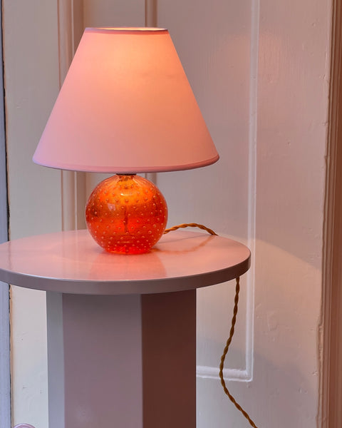 Vintage orange bubble Murano table lamp (with shade)