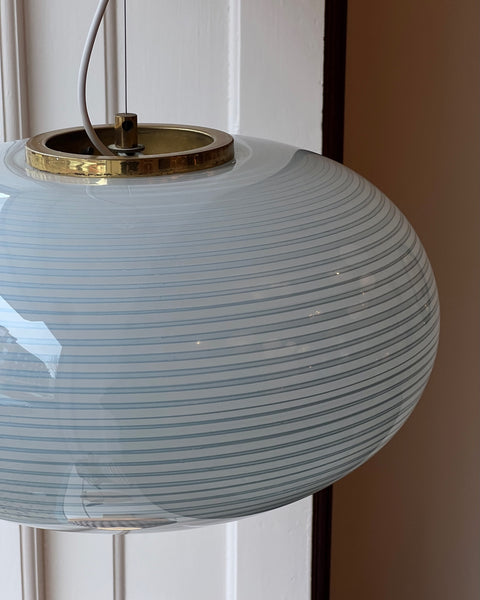 Vintage oval blue / white swirl Murano ceiling lamp (D50)