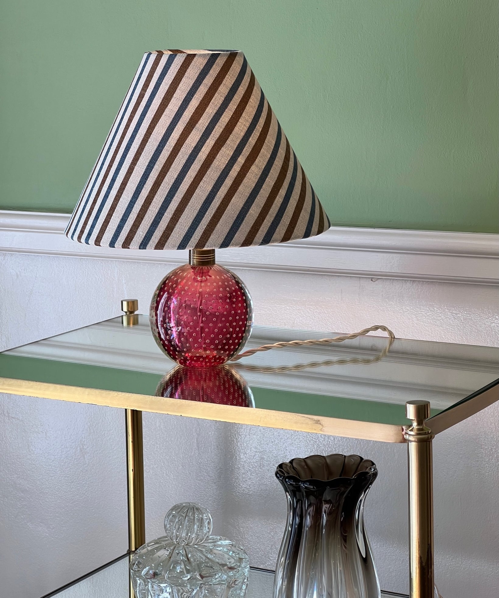 Vintage pink bubble Murano table lamp (incl lampshade)