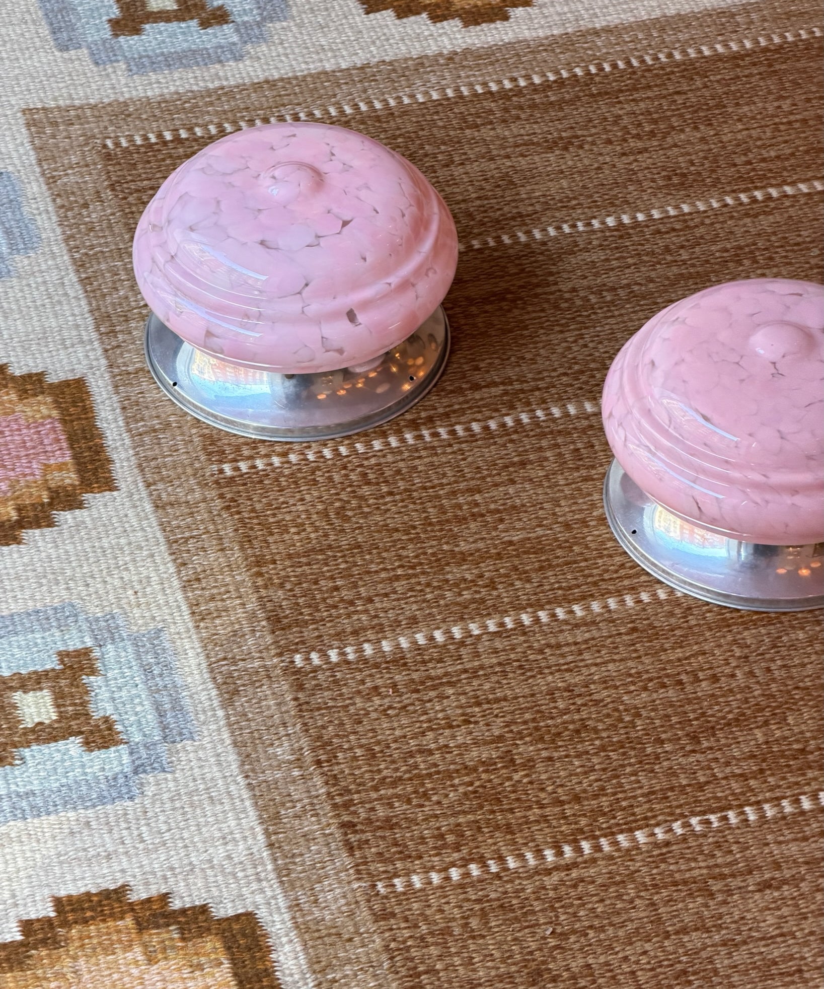 Vintage Murano pink dotted ceiling/wall lamp (D25) (2 available)