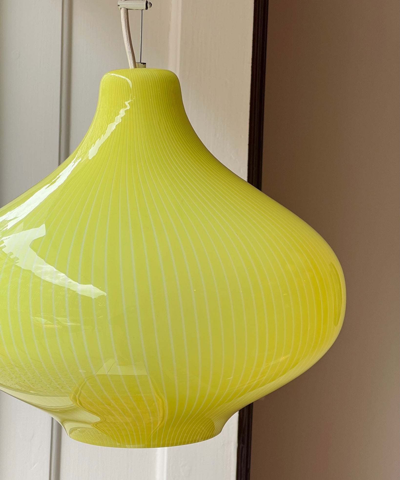 Vintage Massimo Vignelli yellow/white ceiling lamp