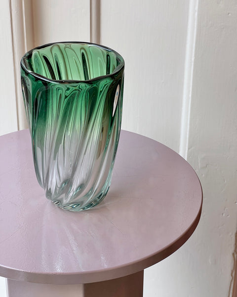 Vintage green/clear Murano vase
