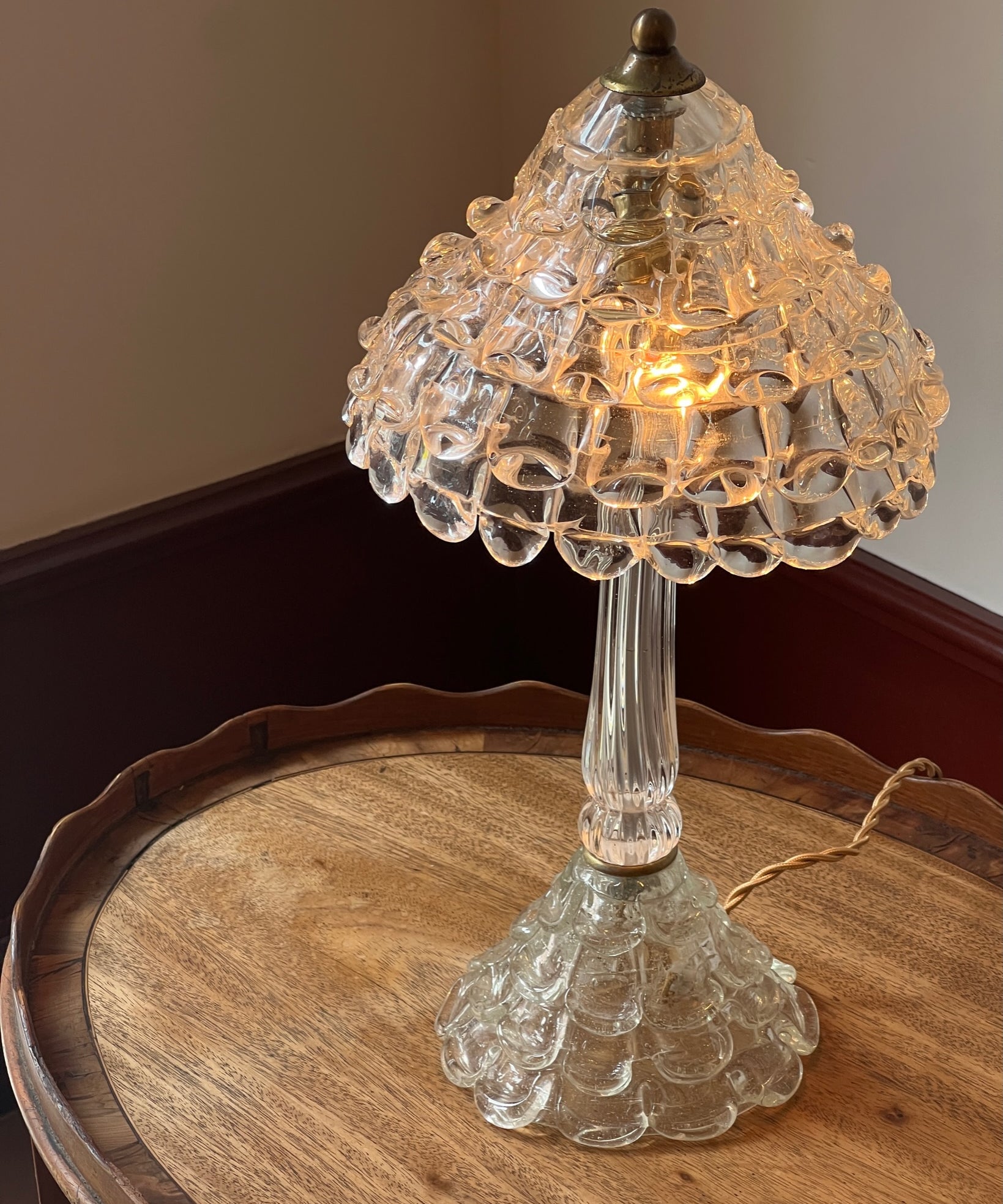 Vintage large clear Murano table lamp
