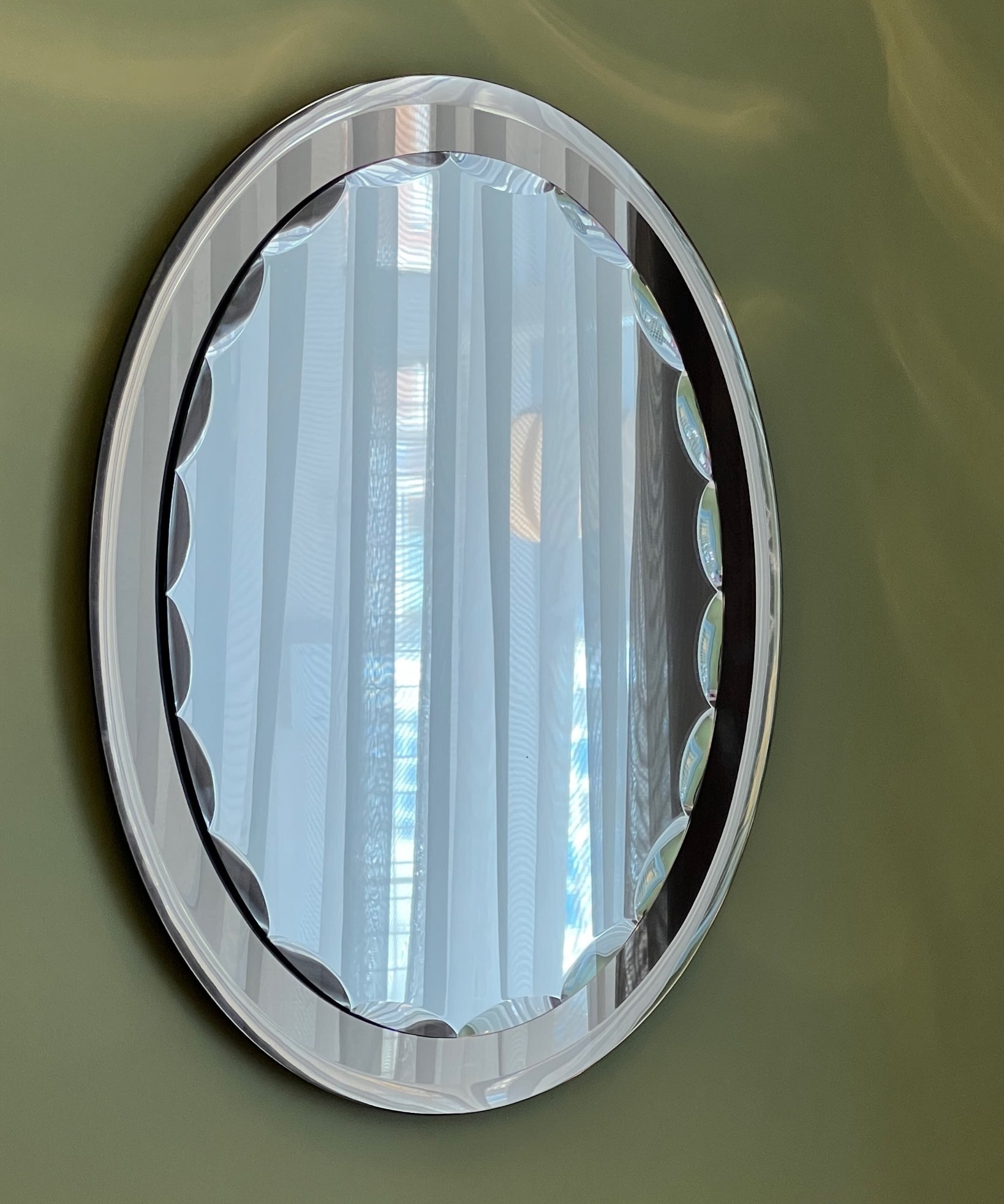 Vintage Italian mirror with golden brown faceted mirror frame