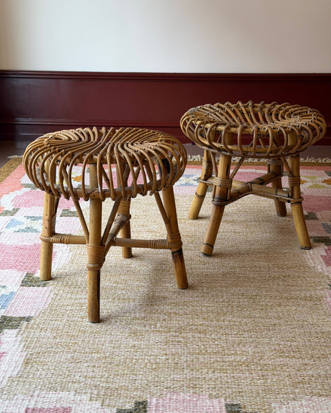 Vintage rattan stool (2 available)