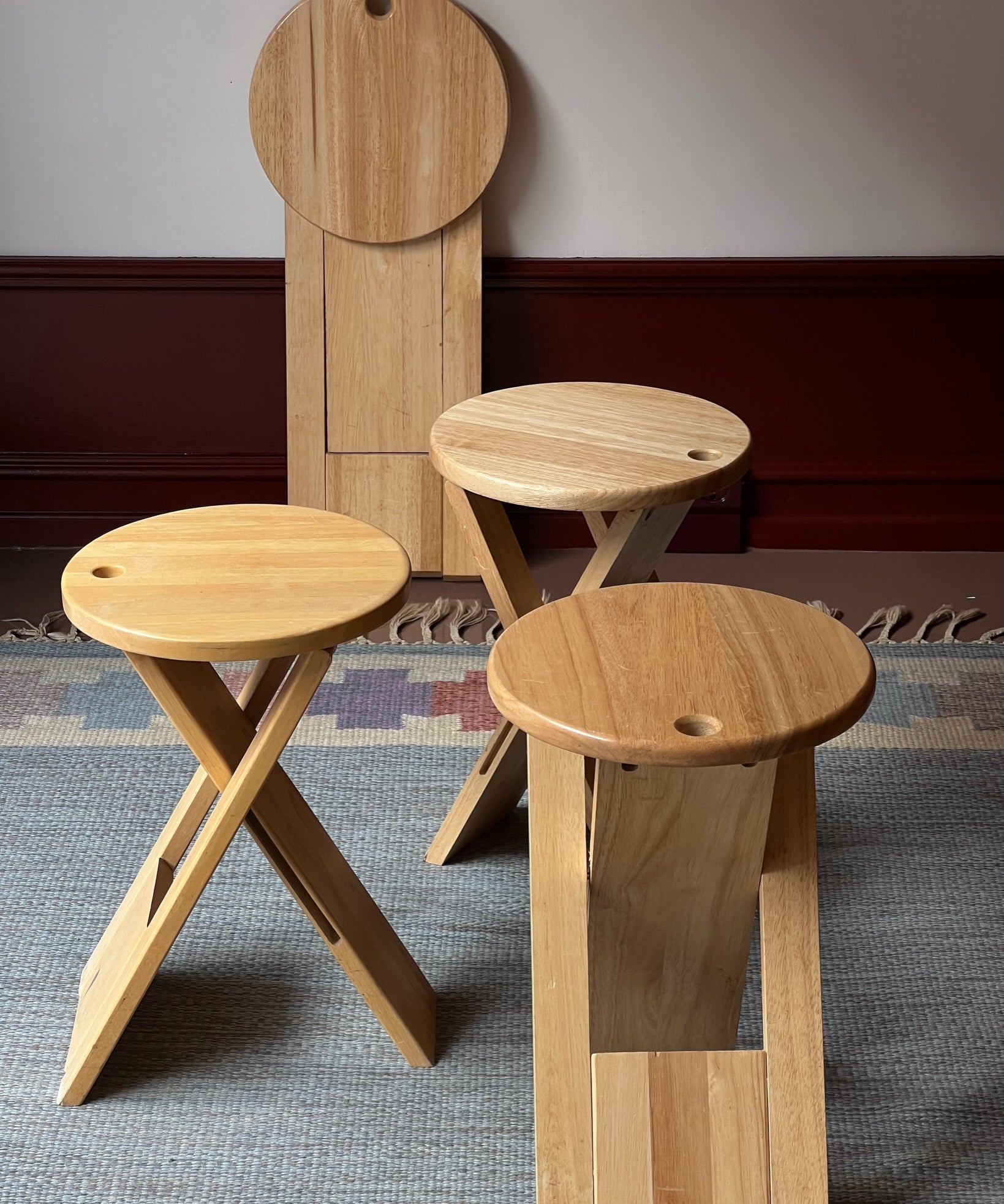 Vintage foldable wooden stool/side table