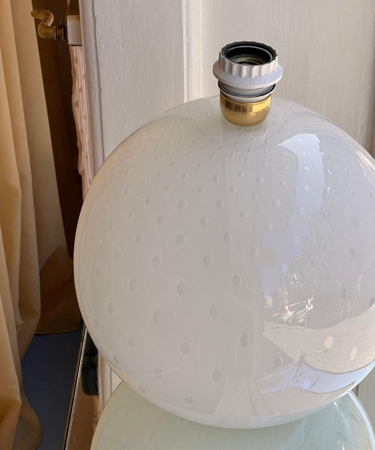 Vintage white dotted Murano table lamp (without shade)