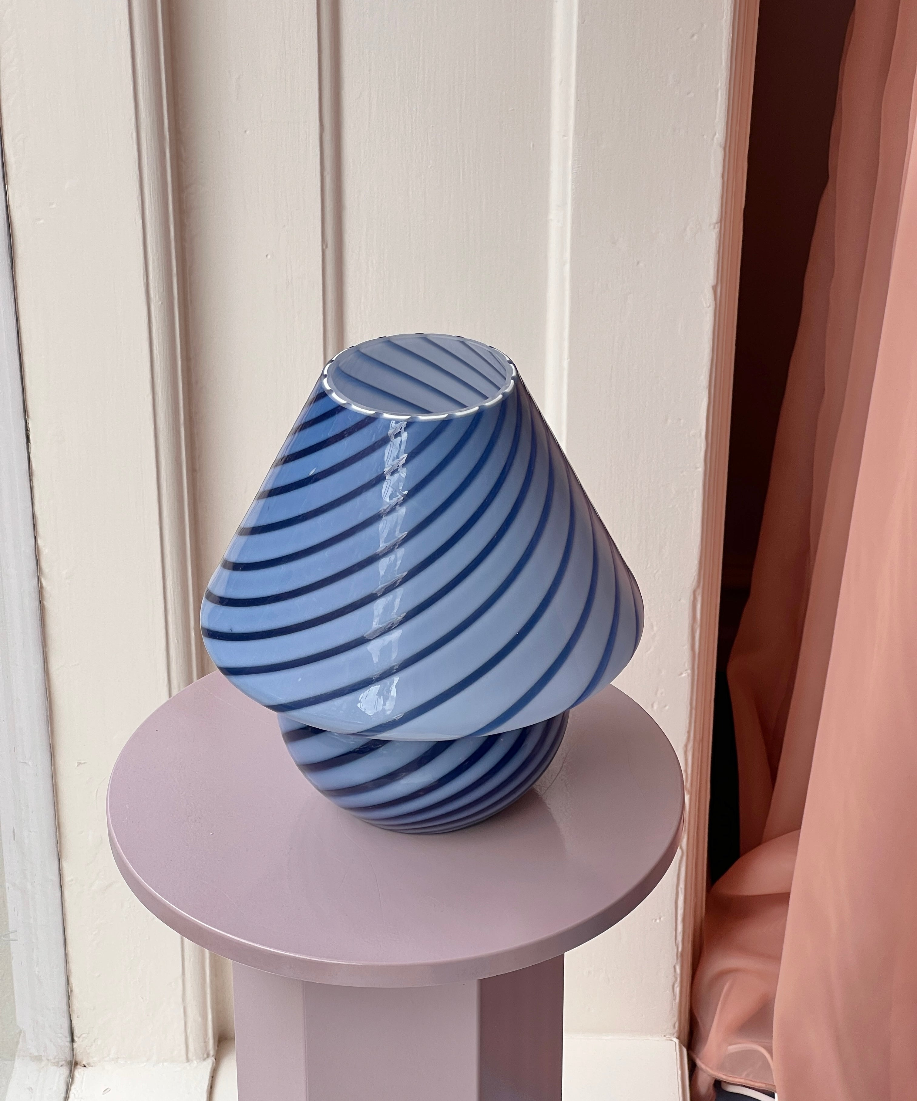 Mushroom table lamp - Dark blue swirl