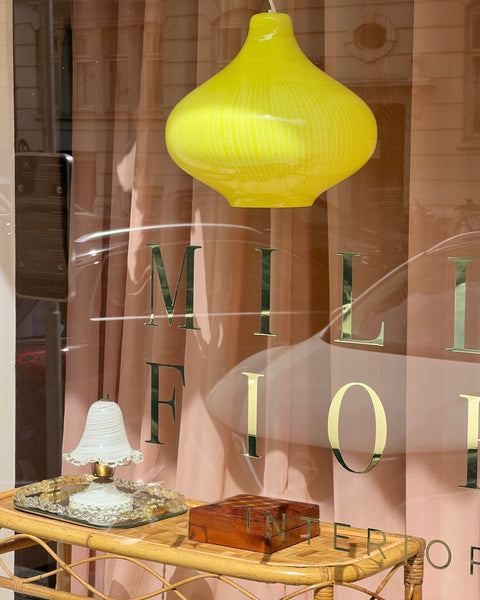 Vintage Massimo Vignelli yellow/white ceiling lamp