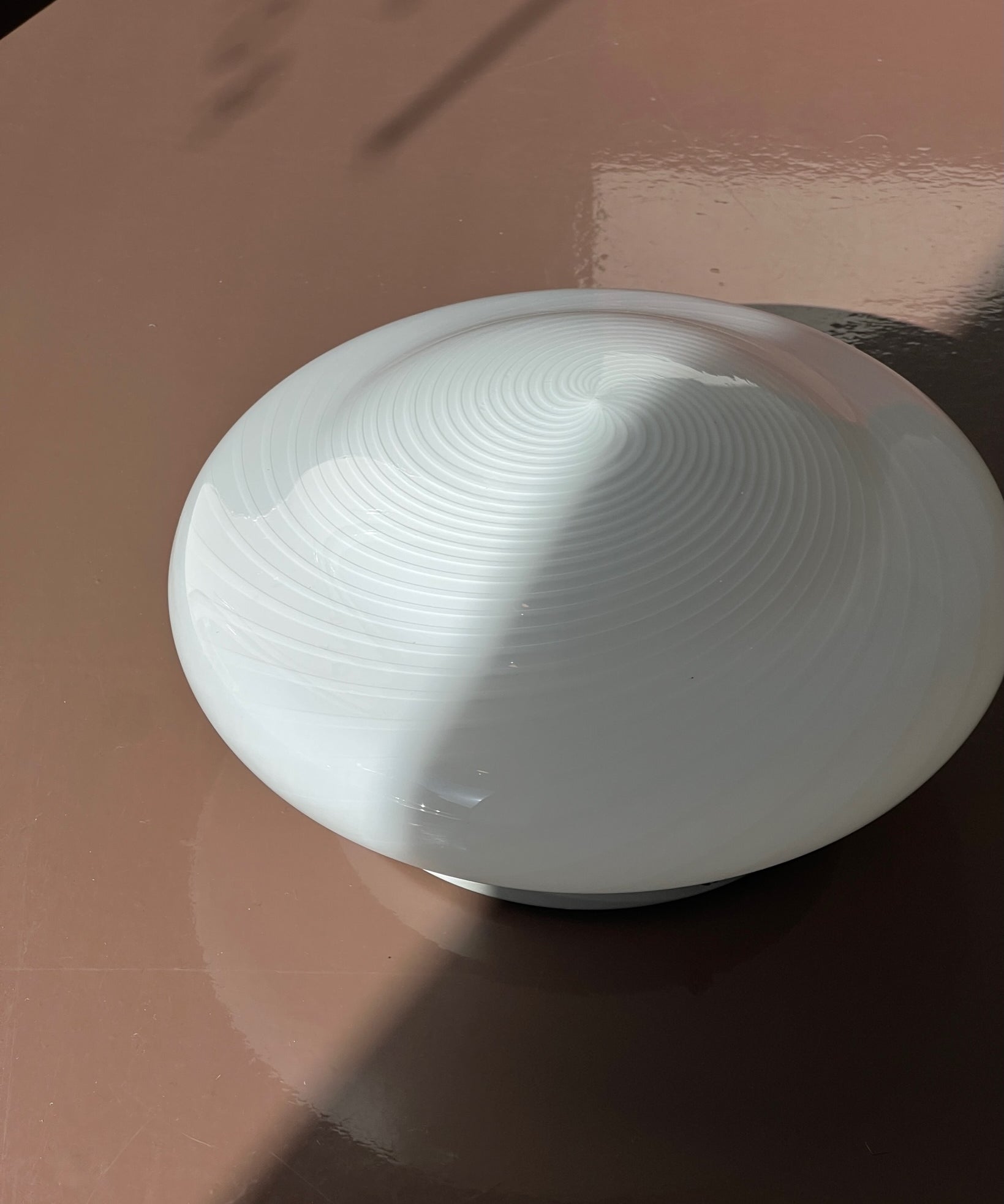 Vintage Murano white swirl ceiling/wall lamp (D28)