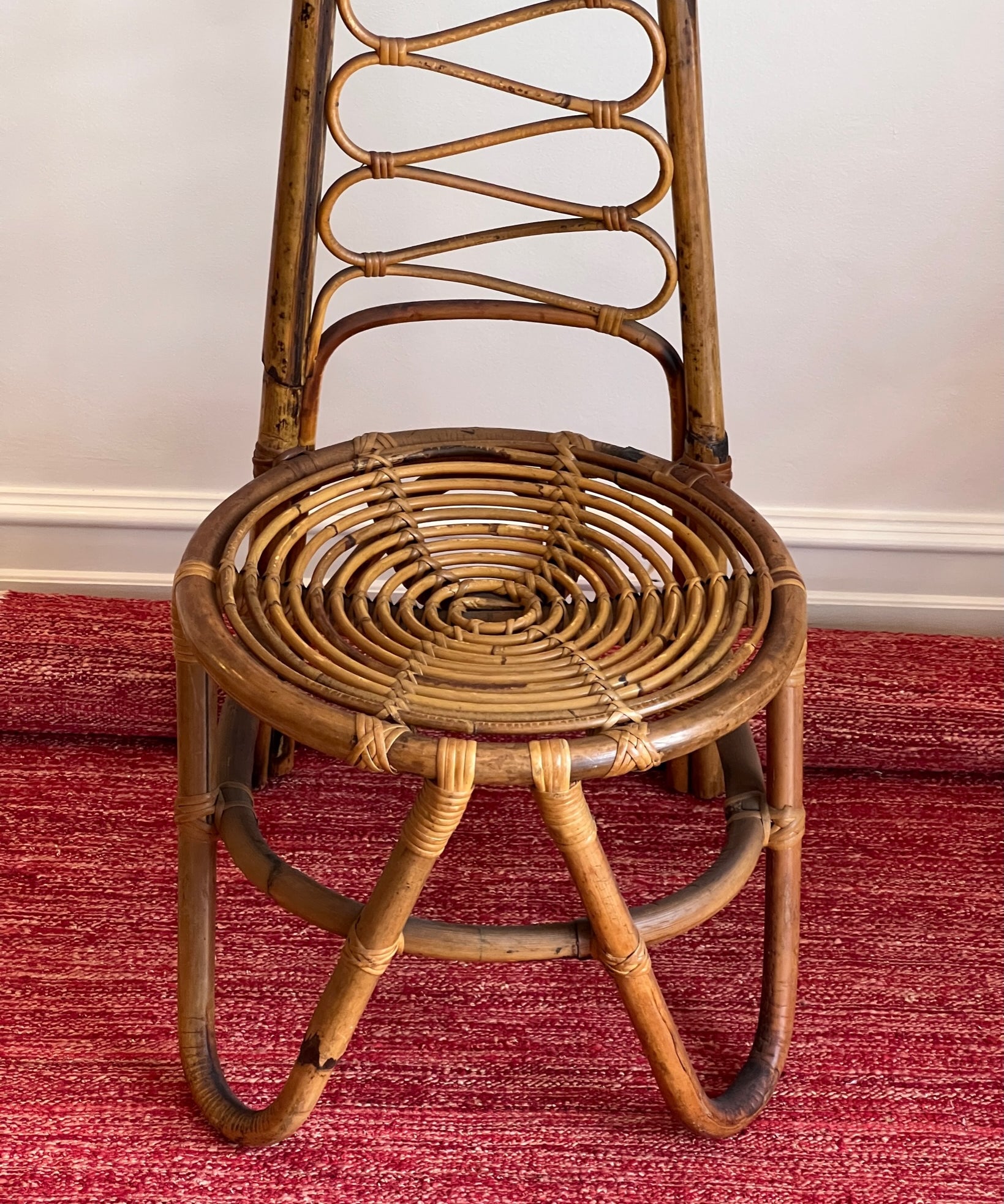 Vintage rattan/bamboo chair, Italy, 1960s (1 available)