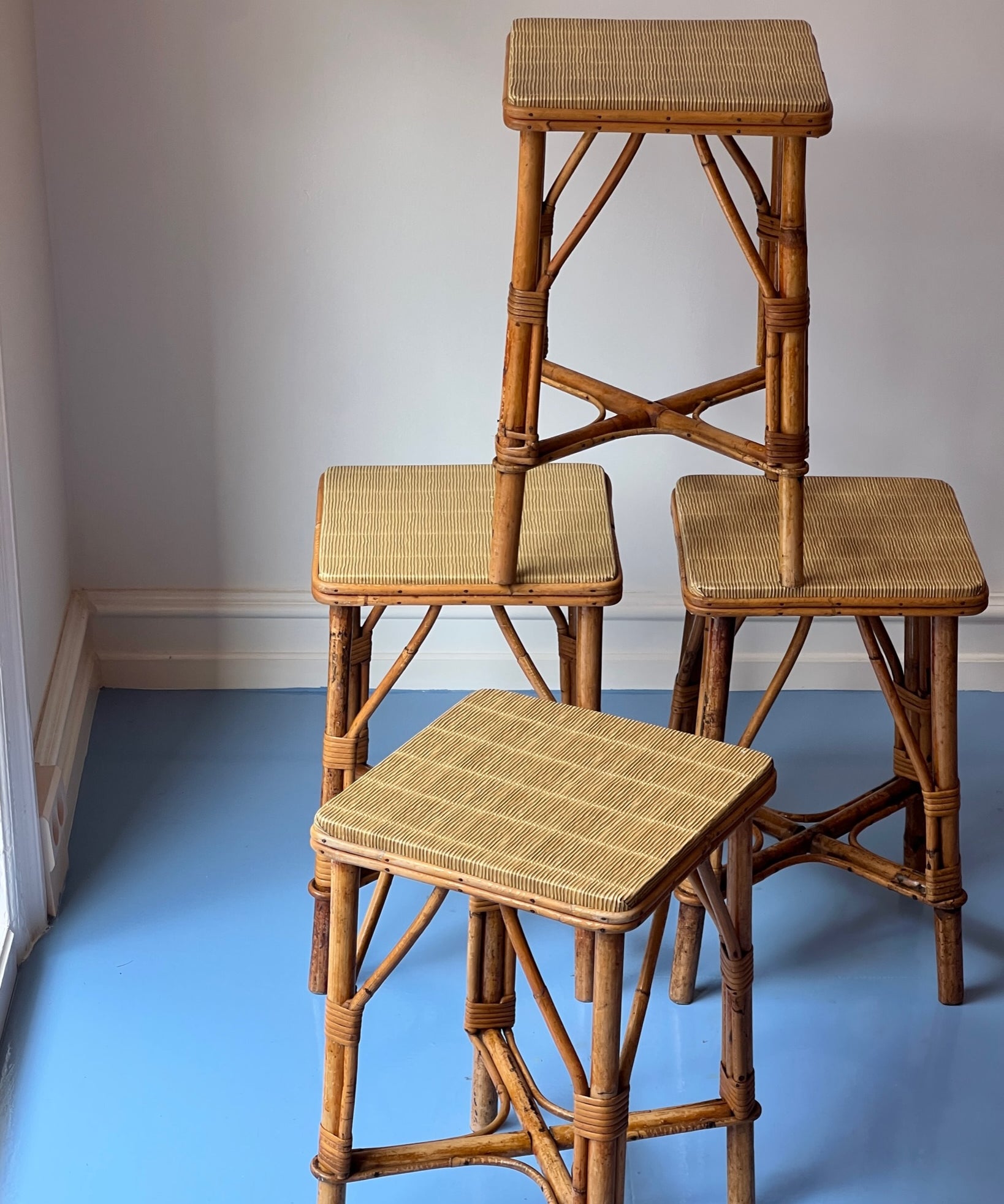 Vintage small rattan side table (4 available)