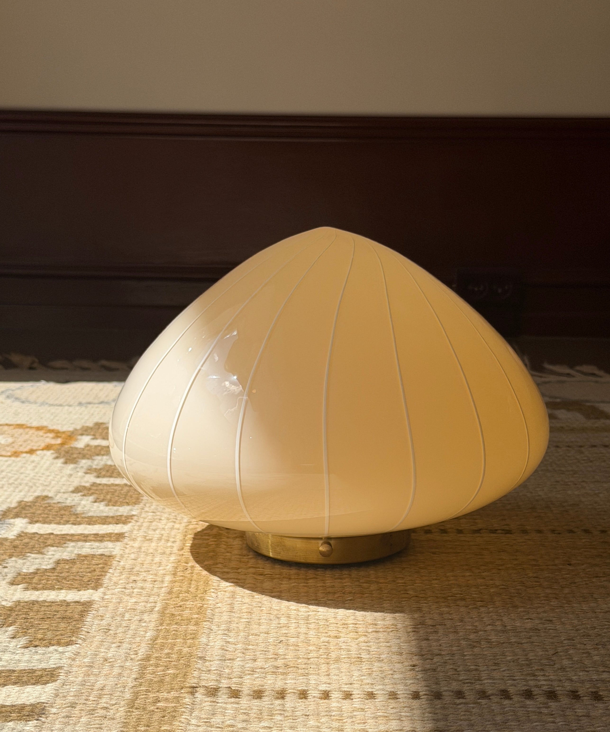 Vintage Murano cream with white vertical stripes ceiling/wall lamp (D34)