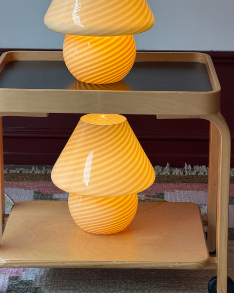 Vintage yellow swirl Murano mushroom table lamp (2 available)