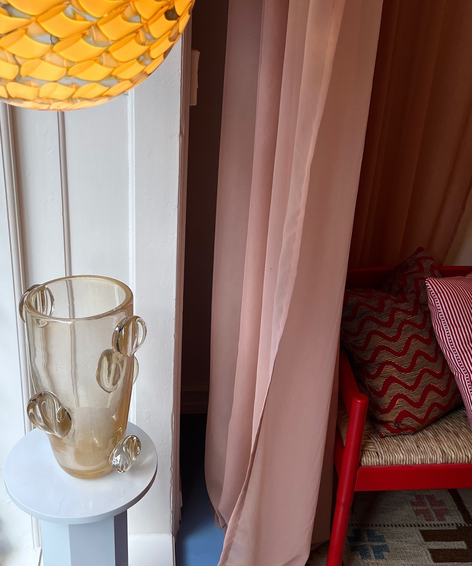 Large vintage golden / clear Murano vase
