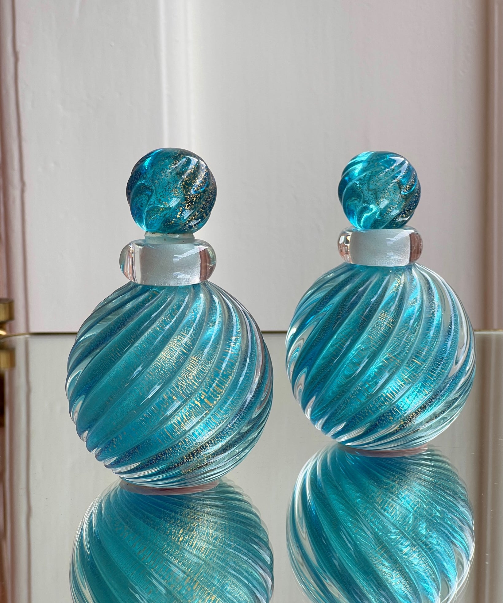 Vintage blue/golden seguso Murano flacon