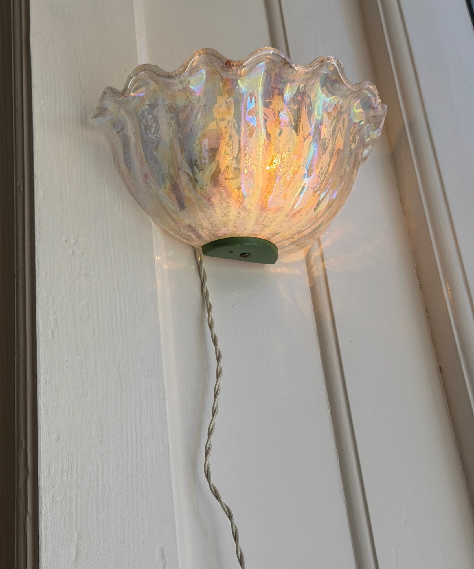 Vintage iridescent Murano wall lamp (2 available)