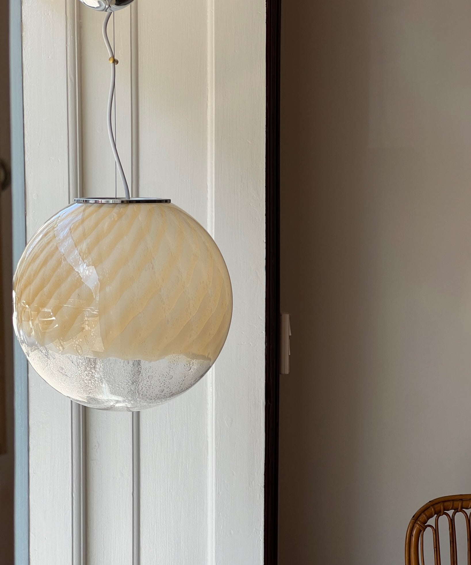 Vintage golden clear Anemone Murano ceiling lamp (D35)