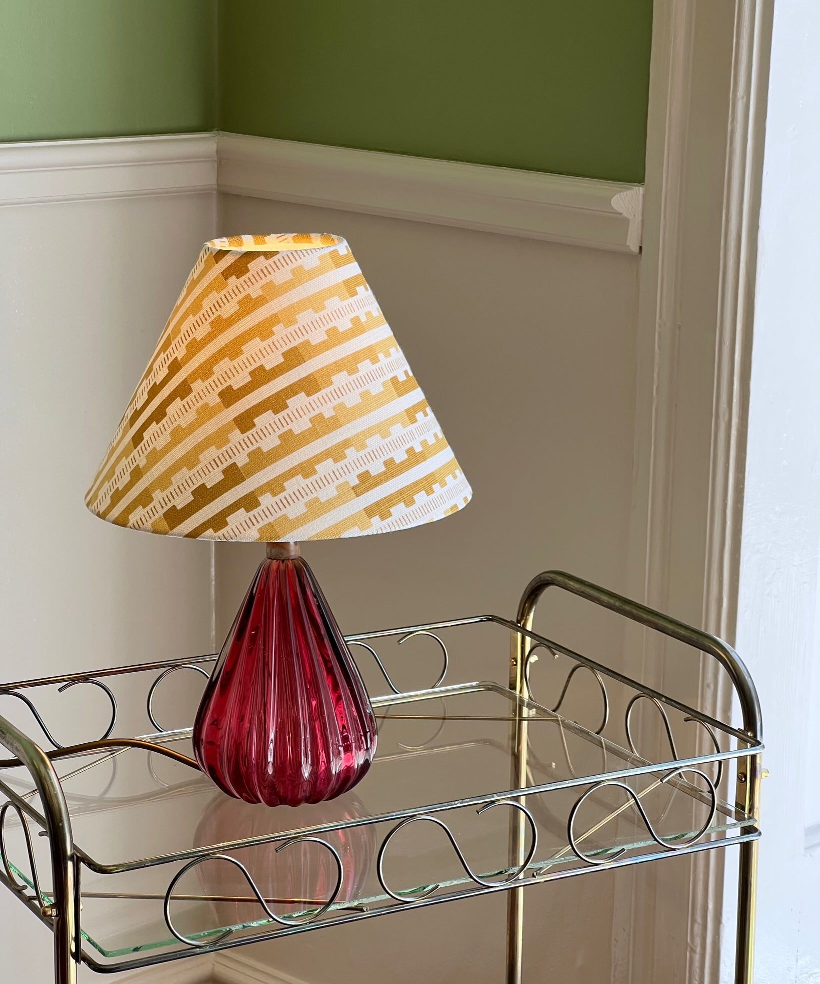 Vintage cranberry pink Murano table lamp (incl. lampshade)