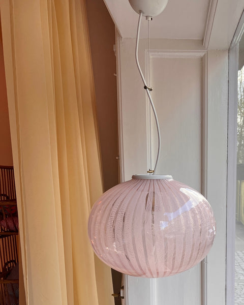 Vintage Murano pink/clear ribbon ceiling lamp (D33)