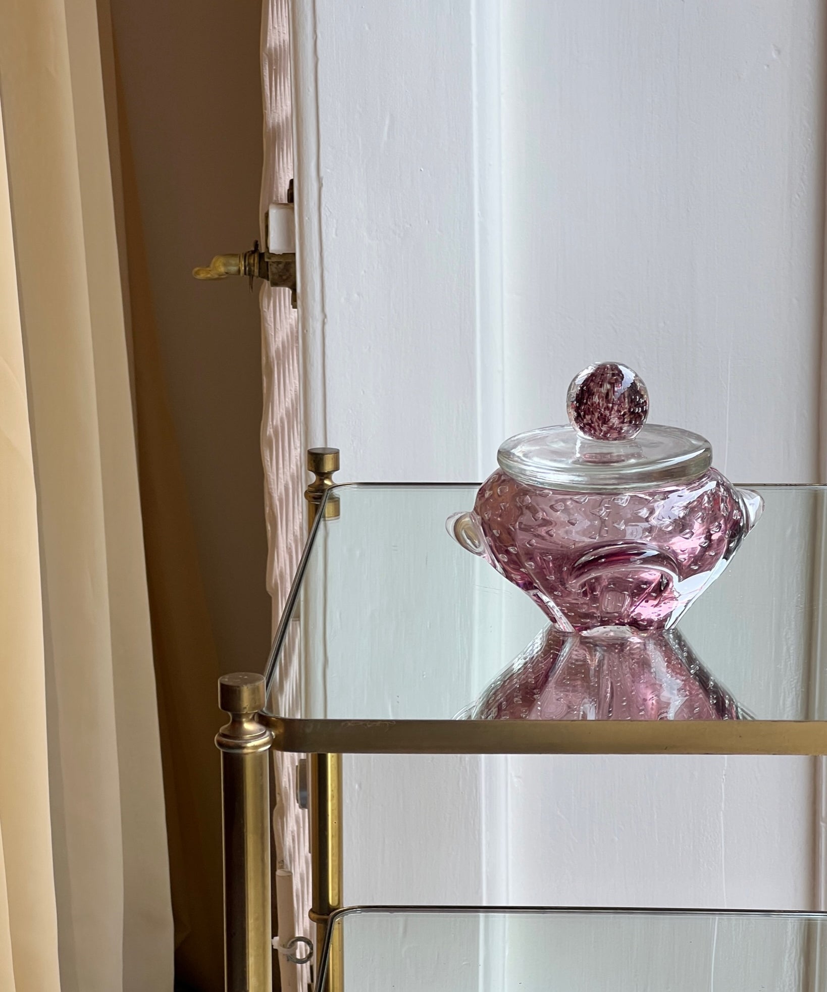 Vintage purple / clear Murano bonbonniere