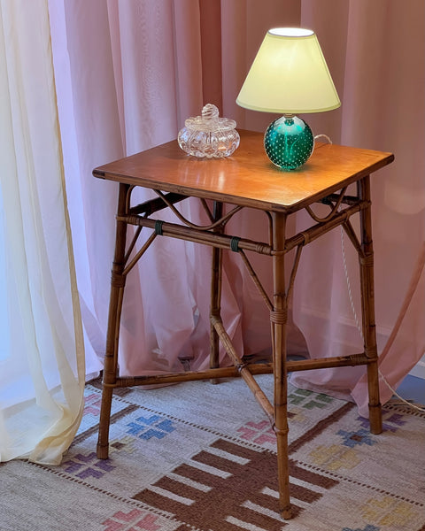Vintage wooden/rattan table
