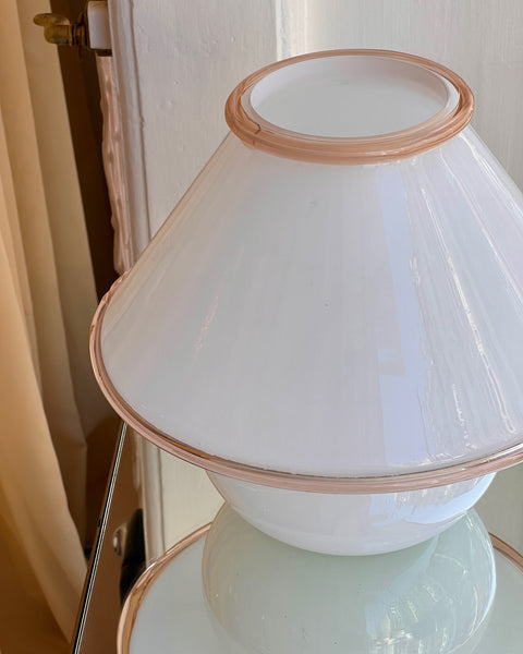 Vintage peach/white Murano mushroom table lamp