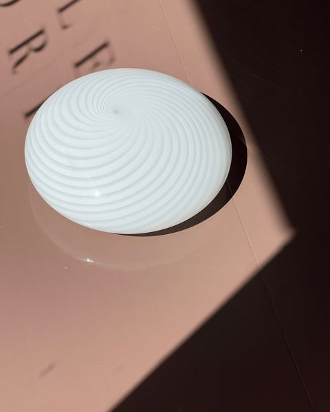 Vintage Murano white swirl ceiling/wall lamp (D38)