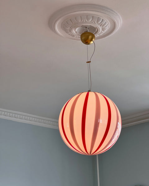 Ceiling lamp - Pink lavender / red vertical stripes (D40)