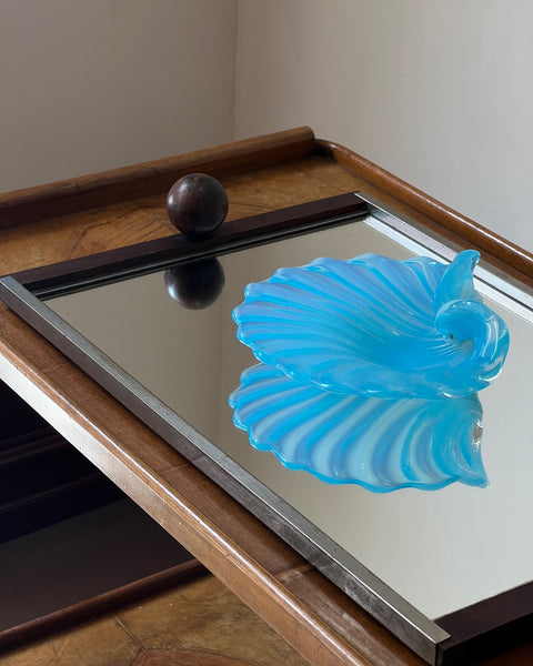 Vintage blue Murano shell bowl