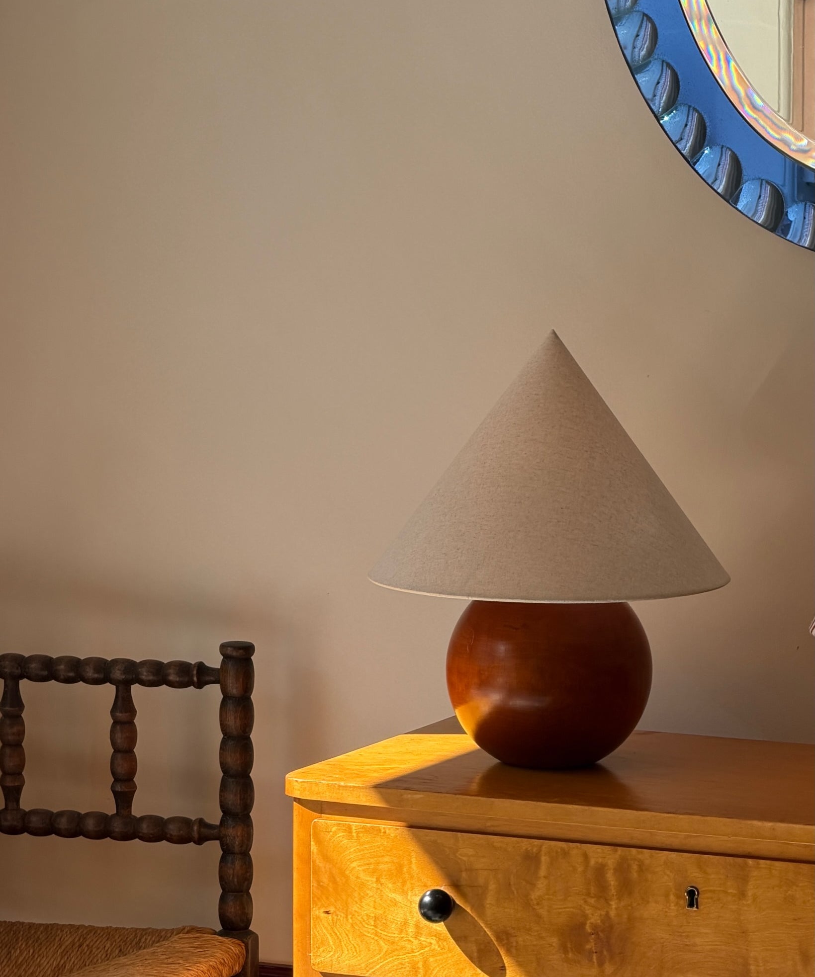 Large vintage wooden table lamp (2 available)