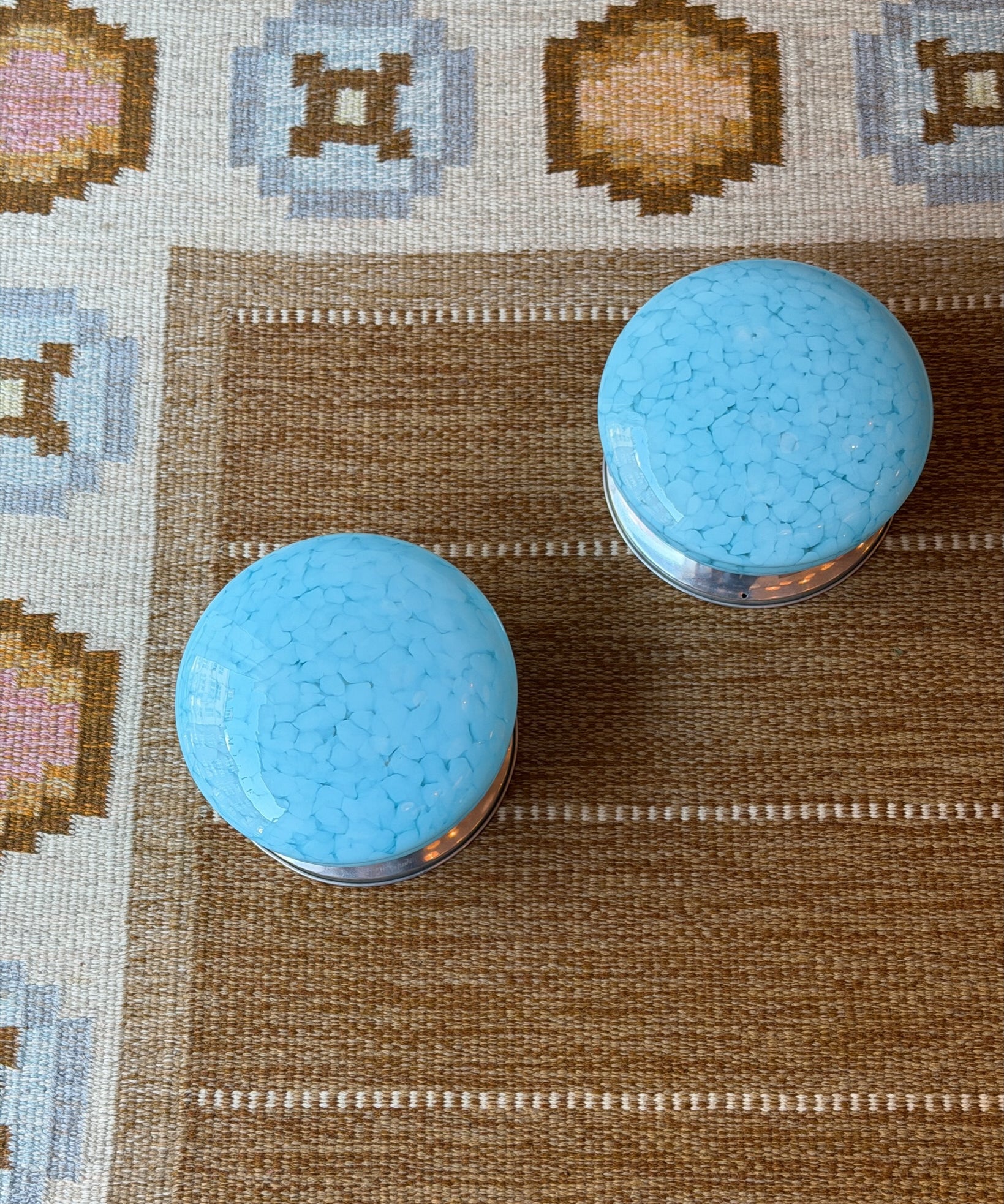 Vintage Murano blue dotted ceiling/wall lamp (D25) (2 available)