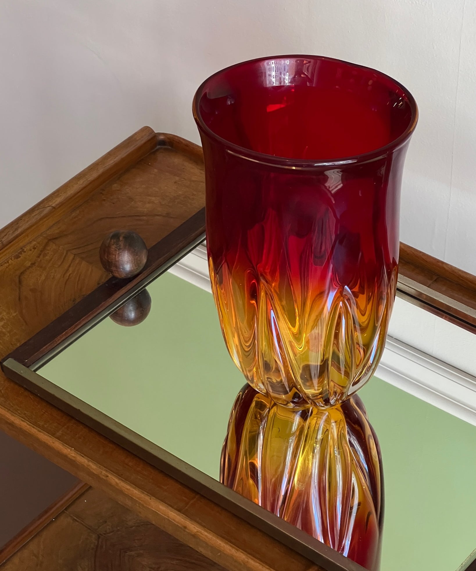 Vintage red / yellow Murano vase
