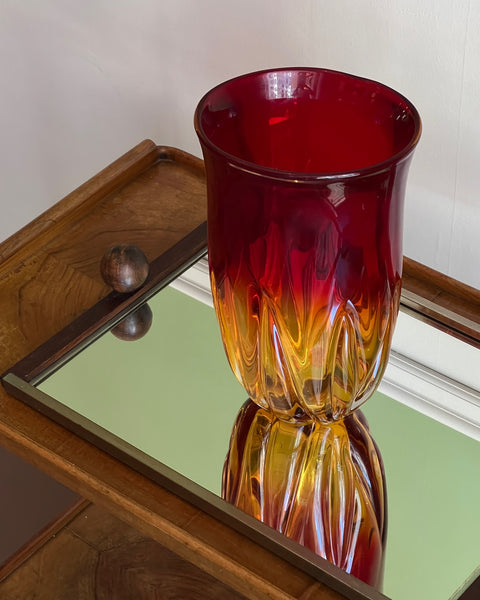 Vintage red / yellow Murano vase