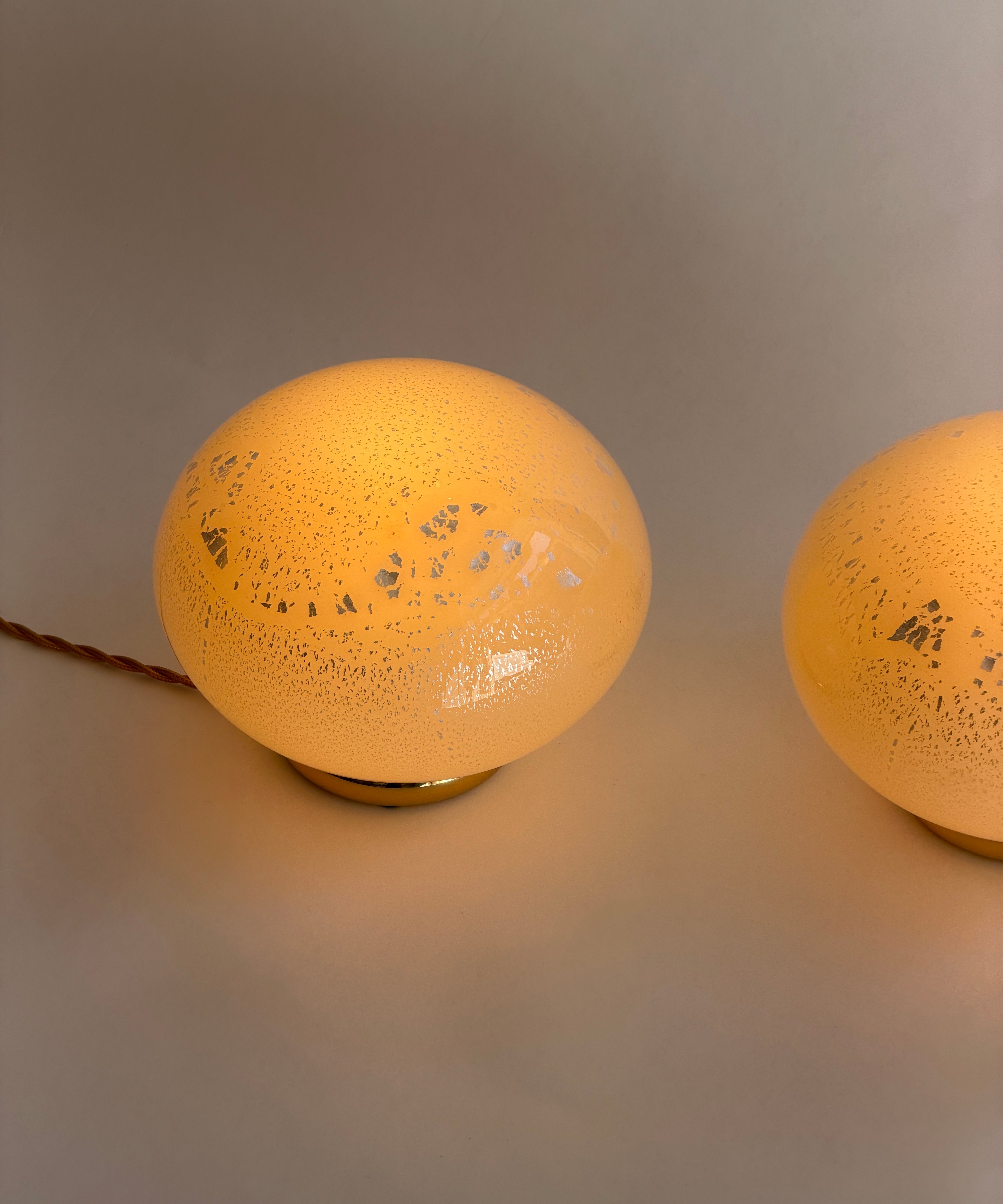 Vintage yellow/silver shimmer Murano table lamp (2 available)