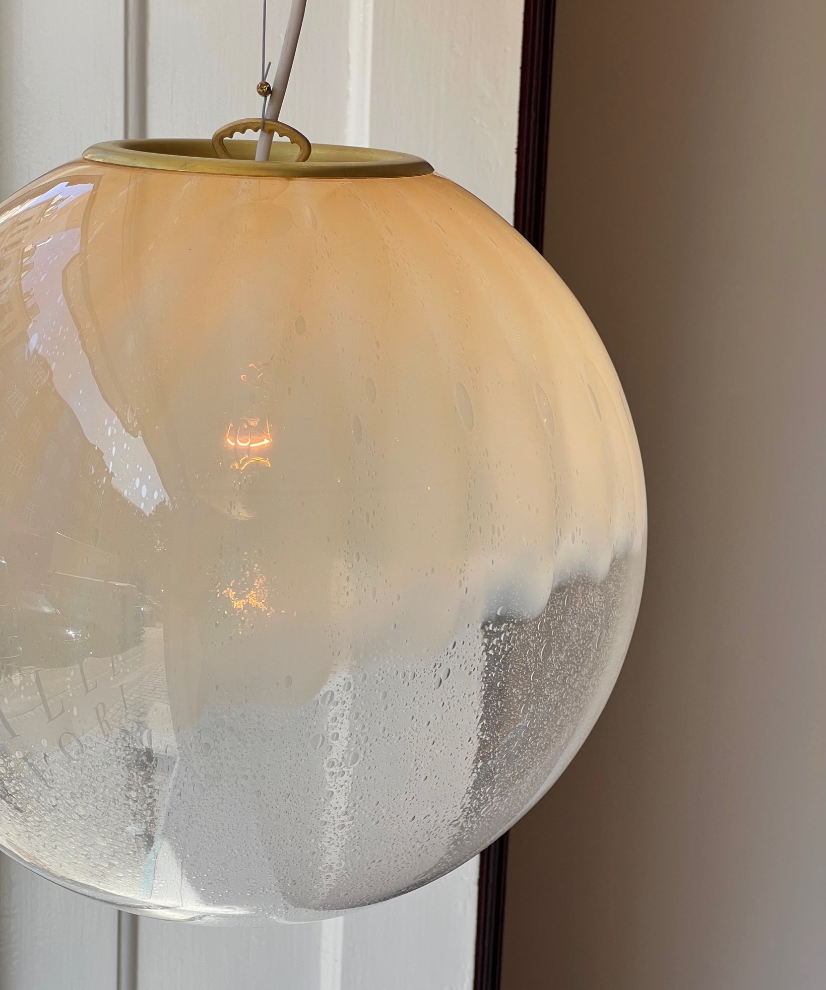 Vintage cream / light yellow clear Murano ceiling lamp (D35)