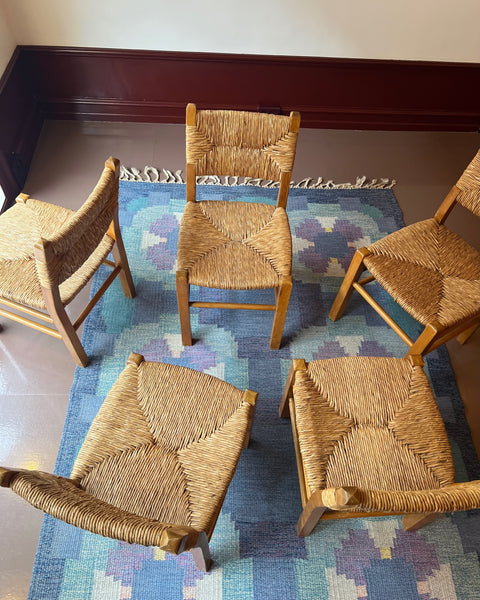 Vintage wicker and wood chair, Sweden, 1950s (5 available)
