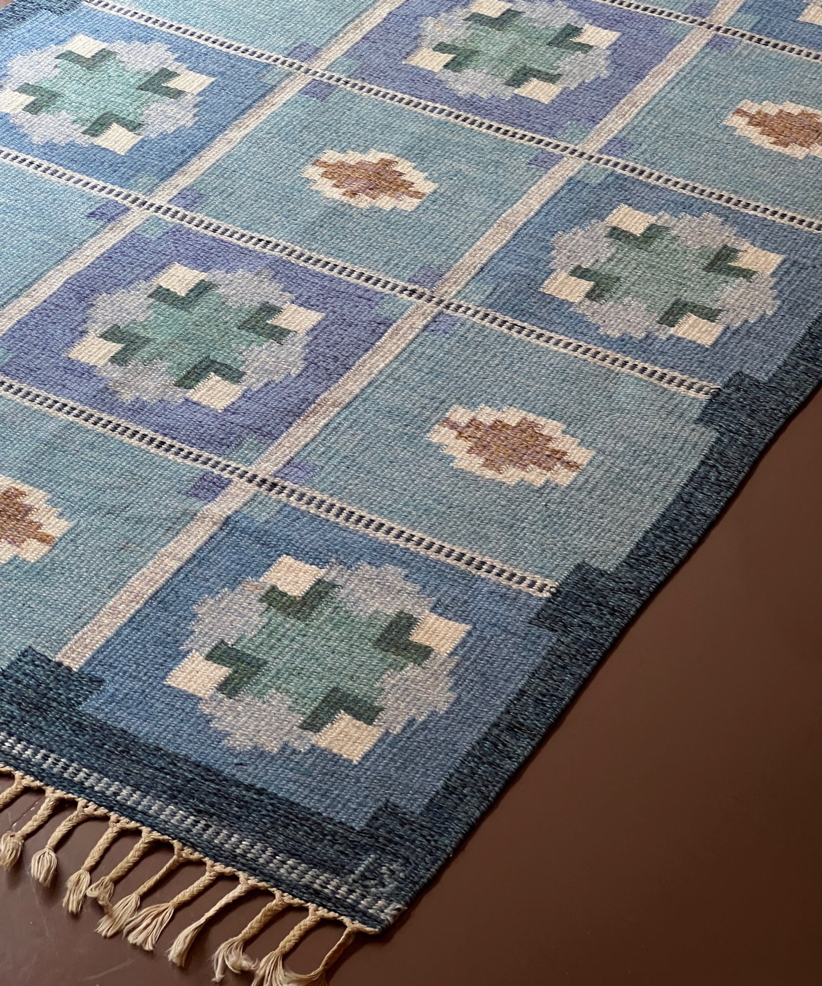 Vintage flat weave rug by Ingegerd Silow (IS)