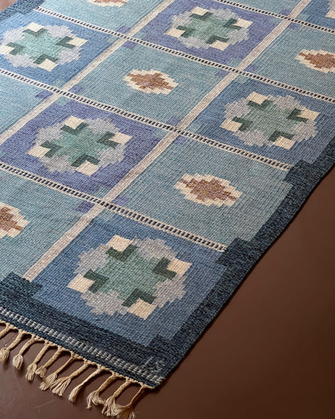 Vintage flat weave rug by Ingegerd Silow (IS)