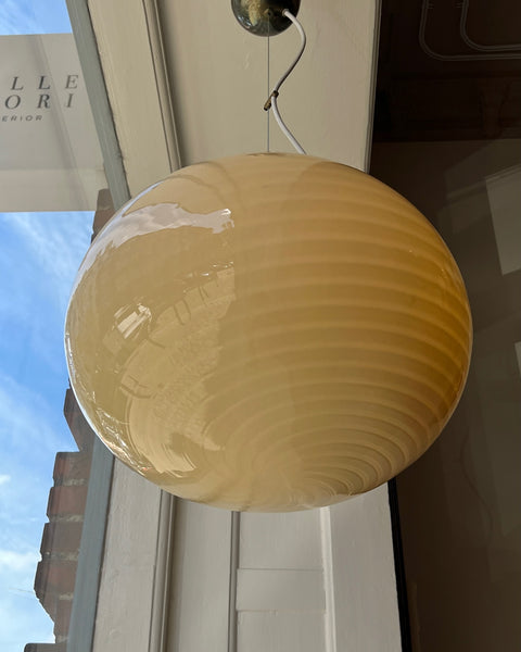 Vintage oval yellow swirl Murano ceiling lamp (D40)