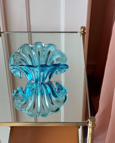 Vintage blue Murano shell bowl