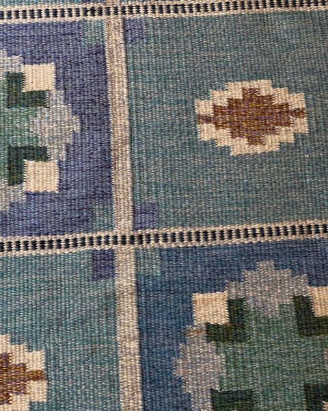 Vintage flat weave rug by Ingegerd Silow (IS)