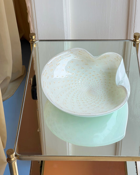 Vintage white / golden Murano bowl