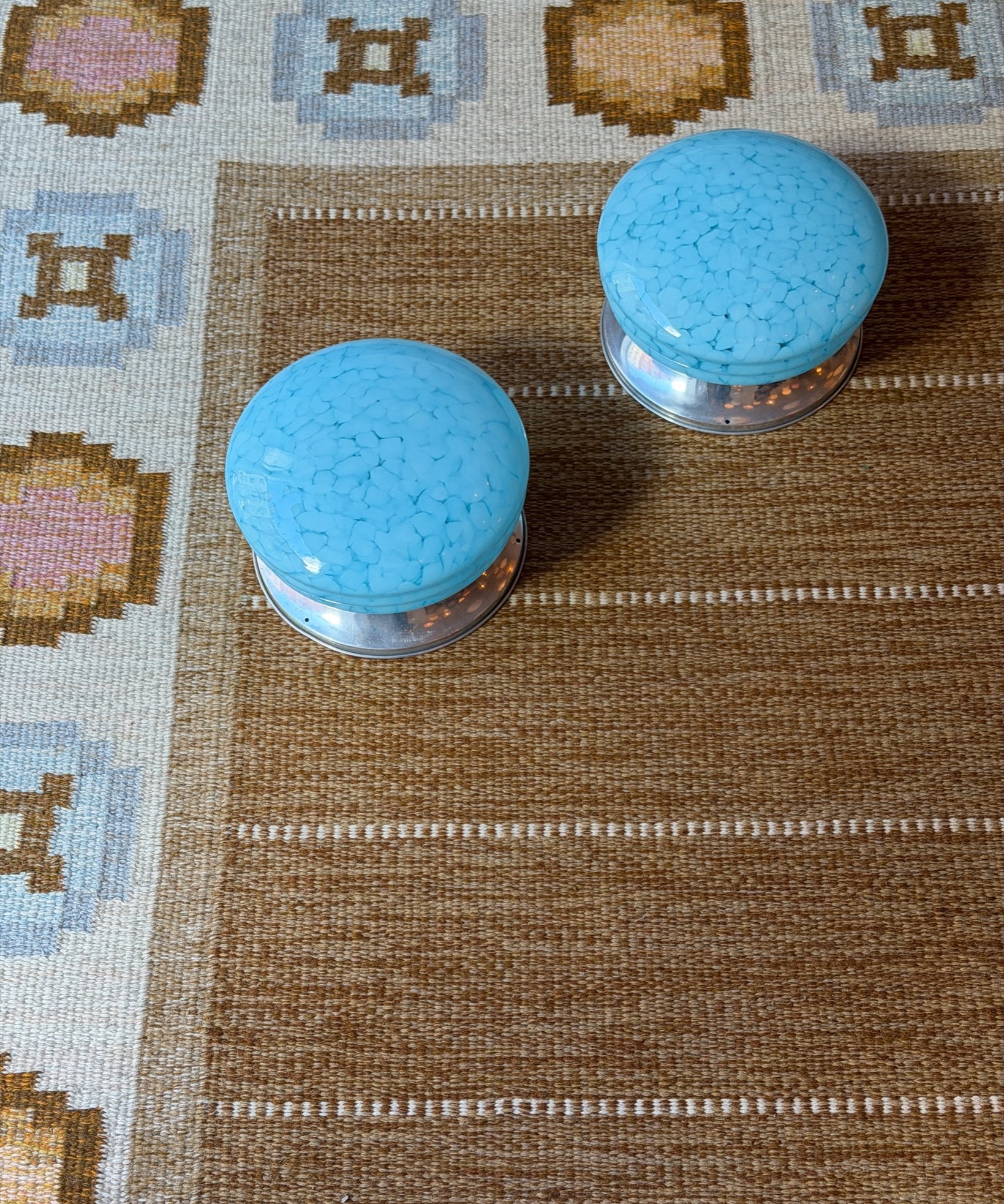 Vintage Murano blue dotted ceiling/wall lamp (D25) (2 available)