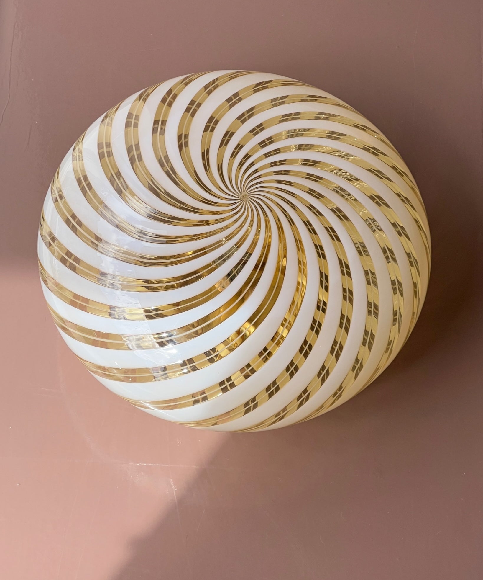 Vintage Murano clear/golden swirl ceiling/wall lamp (D38)